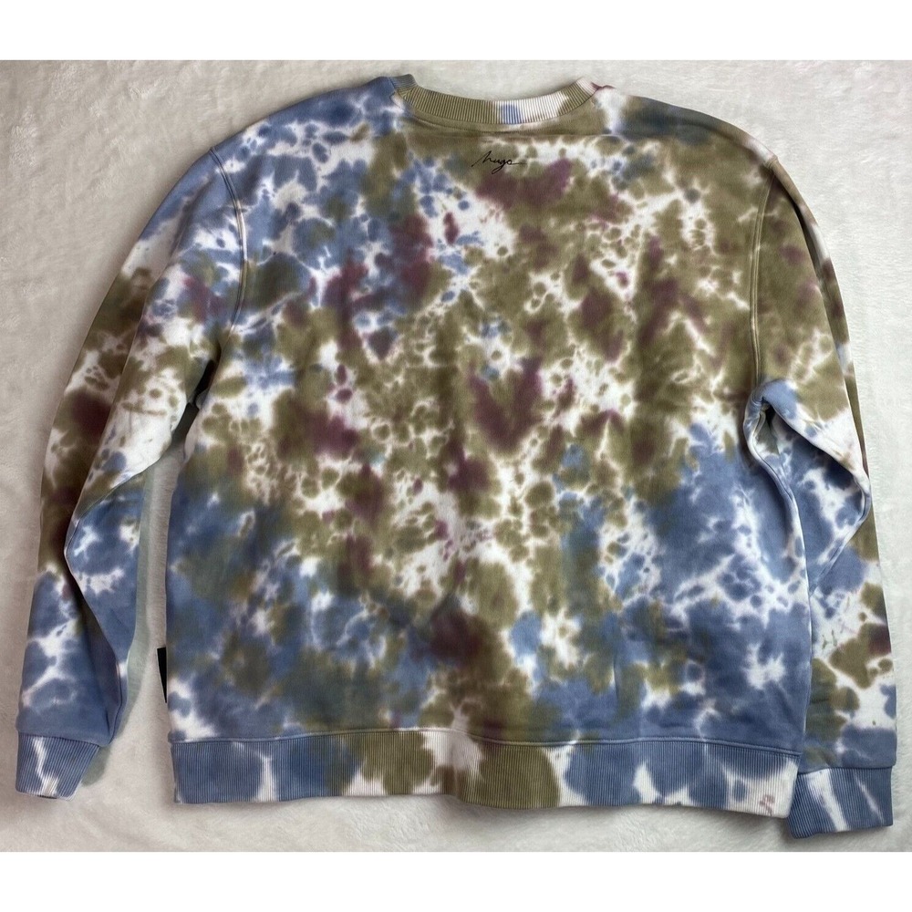 HUGO Crew Neck Sweatshirt Tie Die All Over Print Size XL Trippy Streetwear Black - Picture 5 of 6